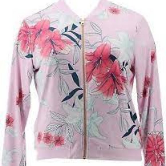 NWT IMAN GLOBAL CHIC REVERSIBLE STRETCH KNIT BOMBER‎ JACKET PALE LILAC XS - Picture 3 of 10